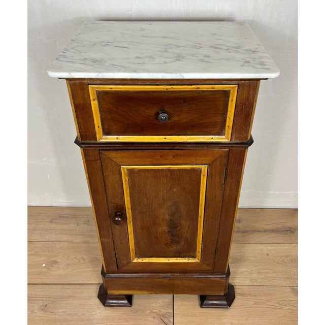 Pair of Spanish Wooden Nightstands with Marble Top, 1930s For Sale - Image 12 of 14