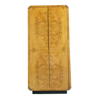 Mid 20th Century Henredon "Scene Two" Burled Olive Wood Bar Cabinet For Sale