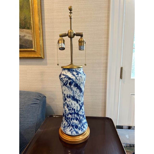 2020s Bunny Williams Blue Splatter Lamps - Pair For Sale - Image 5 of 7
