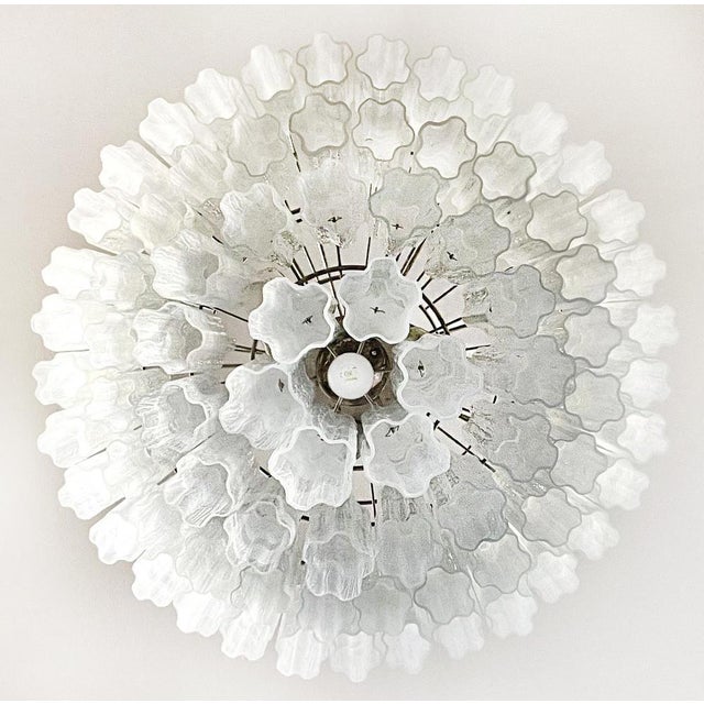 Large Vintage Murano Glass Tiered Chandelier with 78 Alabaster White Glasses, 1990s For Sale - Image 15 of 17
