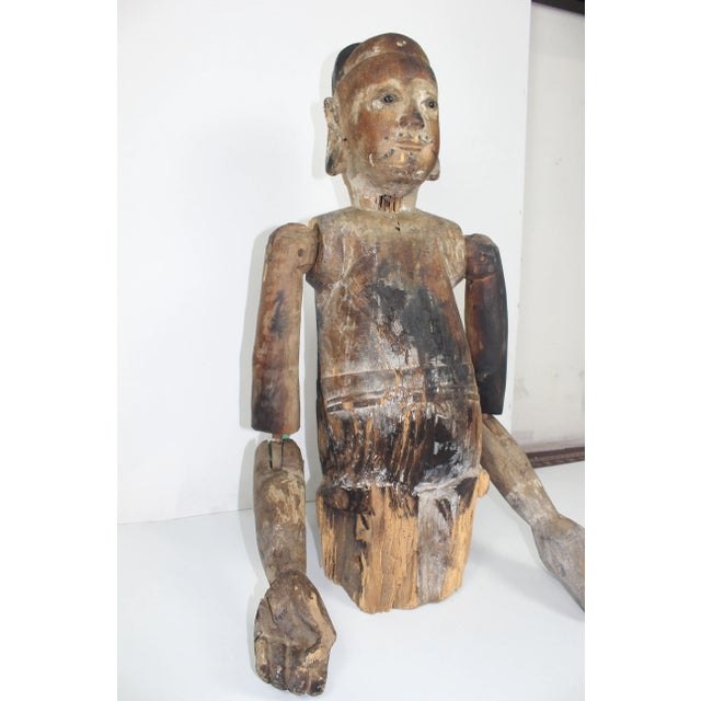 Late 18th Century 18th Century Century Pacific Rim Carved Wooden Figure Sculpture For Sale - Image 5 of 9