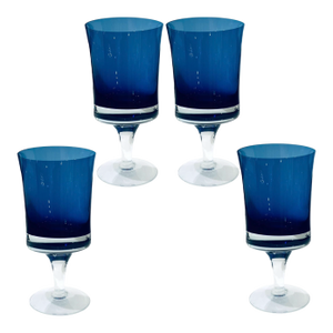 1970's Swedish Denby Milnor Mirage Cobalt Goblets by Bo Bergstrom - Set of Four