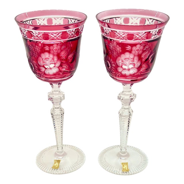 Cut-to-Clear Wine Glasses from Meissen, 1960s, Set of 2 For Sale
