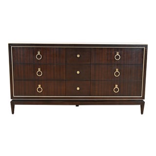 Ethan Allen Modern Regency Mahogany Nine-Drawer Dresser or Credenza For Sale