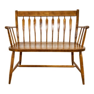 Nichols & Stone Windsor Style Farmhouse Bench Settee For Sale