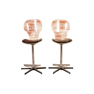 Mid-Century Lucite & Leather Bar Stools - A Pair For Sale