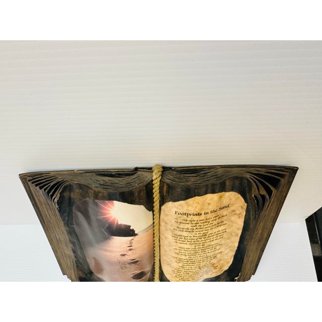 “Footprints in the Sand” Sculptural Book Wall Art – Religious Inspirational Decor For Sale In Los Angeles - Image 6 of 7