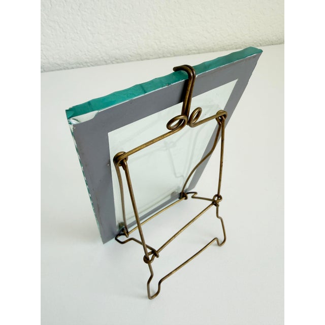 1920s French Art Deco Brass & Chip Glass Easel Picture Frame For Sale - Image 5 of 9