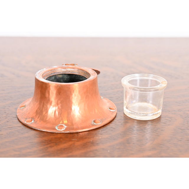 Copper Roycroft Arts & Crafts Hammered Copper Inkwell For Sale - Image 8 of 12