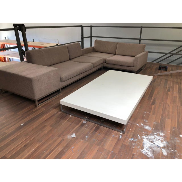 B&B Italia Ligne Roset Styled Sectional Modern Sofa With Chrome Base For Sale - Image 4 of 13