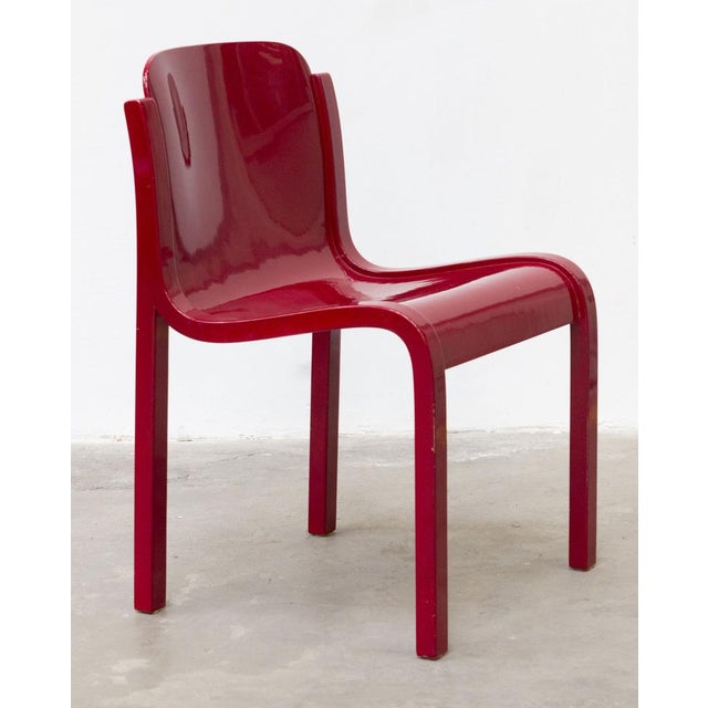 Maroon T70 Mito Chair by Carlo Bartoli, 1960s, Set of 4 For Sale - Image 8 of 9
