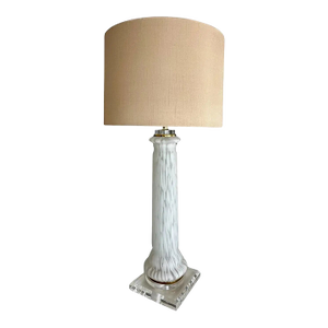 Single Murano Mazzega Splatter White & Clear Table Lamp