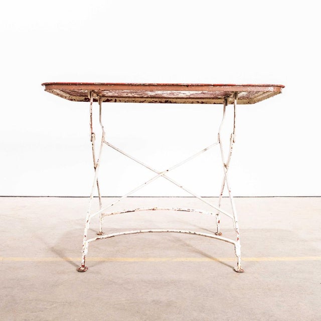 Vintage French Rectangular Metal Folding Dining Table, 1950s For Sale - Image 3 of 9