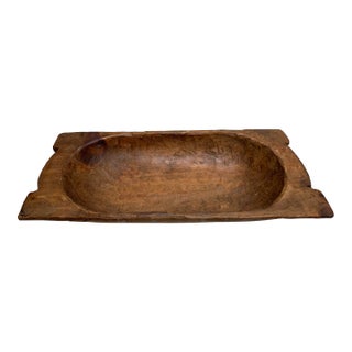 Large Rustic Natural Wood French Dough Bowl For Sale