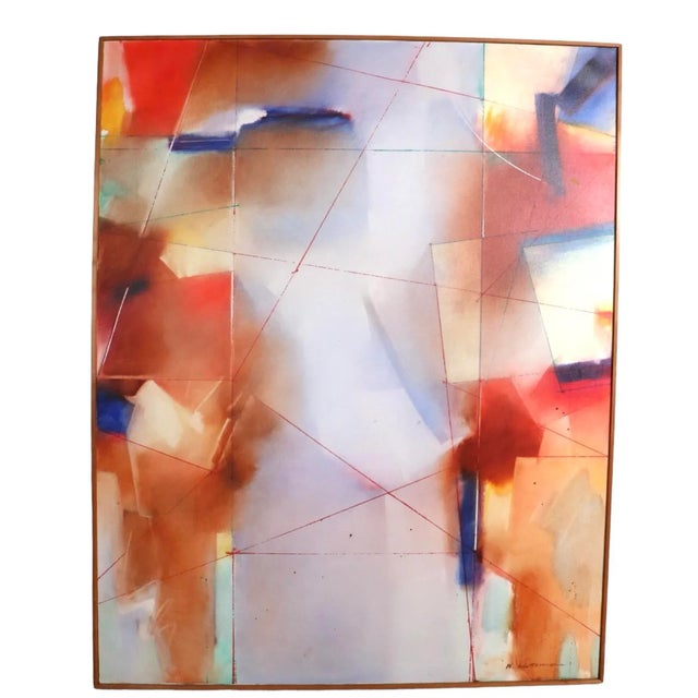 Abstract Acrylic Painting on Canvas C 1970- 1980's Signed Illegibly For Sale In New York - Image 6 of 11