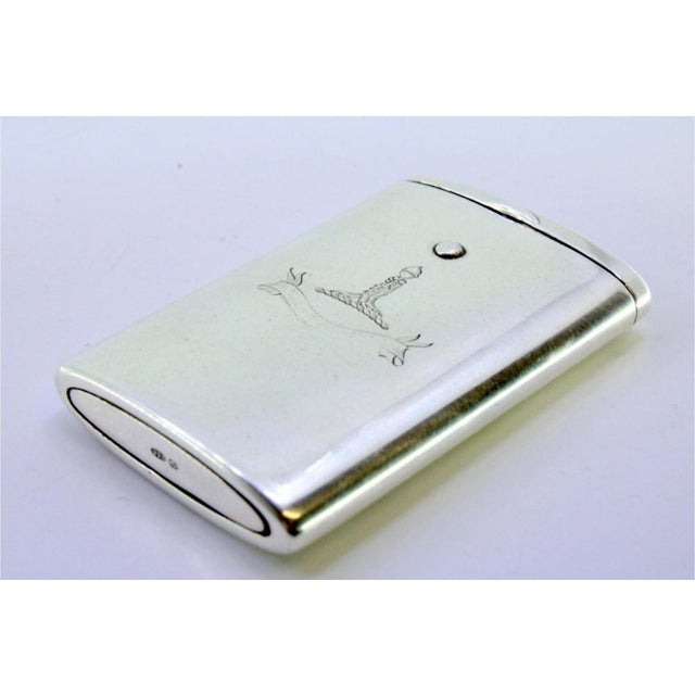 Silver Matchbox with Monogram Engraving and Slide Opening System For Sale - Image 6 of 8