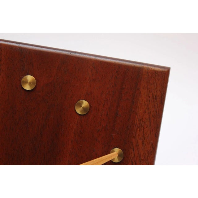 Wood Modernist Walnut and Brass Square Wall Clock For Sale - Image 7 of 10
