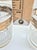 Metal Vintage Mid Century Modern Glasses Low Ball Old Fashioned Set of 7 Textured Gold Barware For Sale - Image 7 of 9