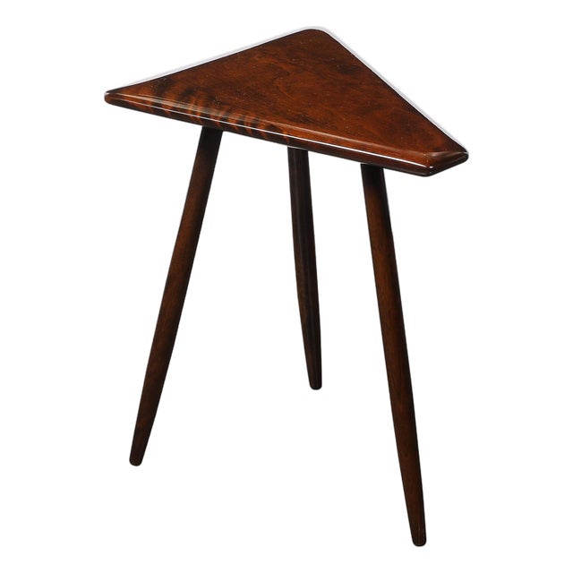 Mid-Century Modernist Triangular Side Table With Tapered Supports Signed Cushman For Sale