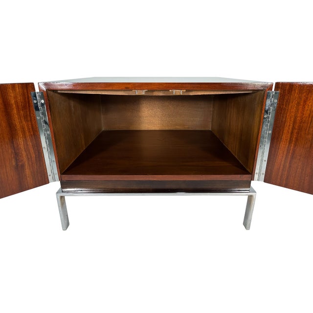 Vintage Mid Century Modern Architectural Rosewood Cabinet on Chrome Base For Sale - Image 10 of 16
