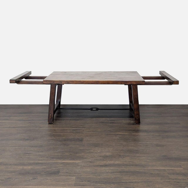 Wood Pottery Barn Benchwright Rustic Wood Extendable Dining Table With 4 Wynn Chairs For Sale - Image 7 of 14