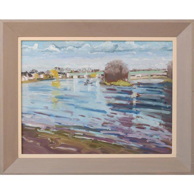 A view from kew bridge towards the strand chiswick the atmospheric winter's sunny day is captured with this plein air...