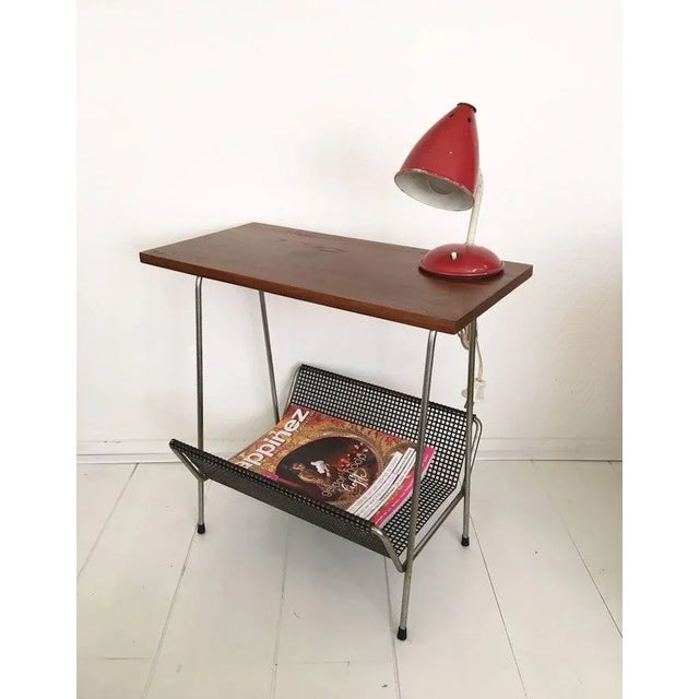 Pilastro Style Metal and Teak Magazine Rack, 1950s For Sale - Image 9 of 10
