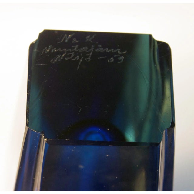 1950s Cobalt Blue Usva Art Glass Vase for Nuutajärvi Notsjö For Sale - Image 5 of 6