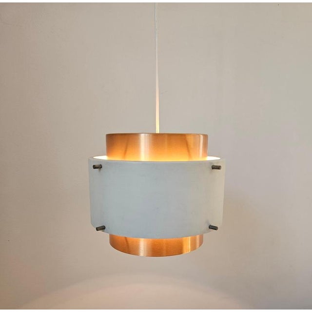 Metal Mid-Century Modern Pendant Light in the style of Jo Hammerborg, Denmark, 1970s For Sale - Image 7 of 12
