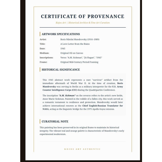 A Love Letter From the Ruins: 1945 Boris Mandrovsky Abstract For Sale - Image 9 of 9