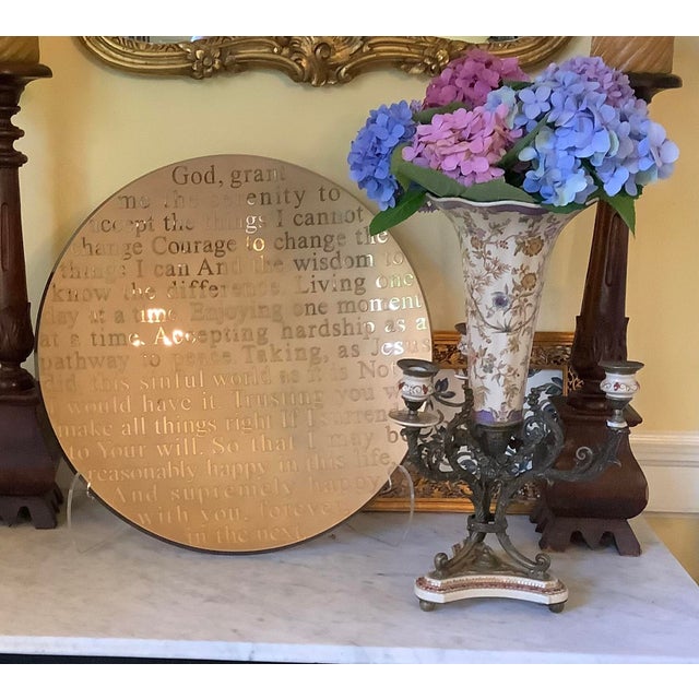 Stunning Large Gold Stephen Schlanser Christian Art Glass Platter, Signed, 22”d For Sale - Image 13 of 13
