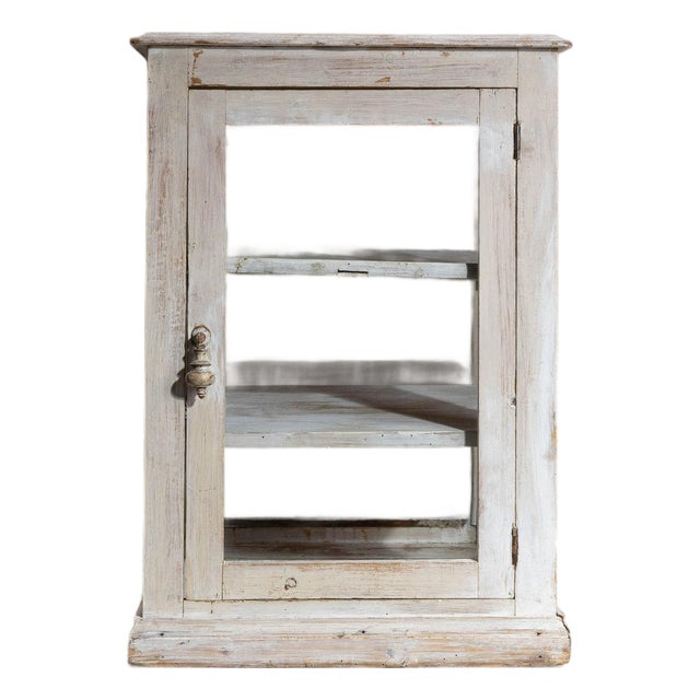 19th Century France White Wood Display Cabinet For Sale