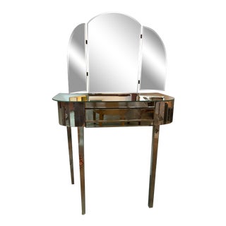 1930s Art Deco Vanity with Mirror For Sale