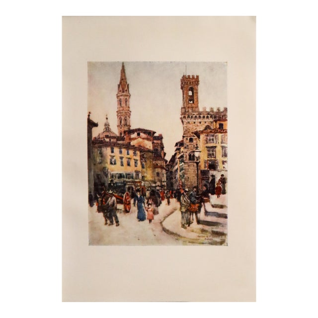 1905 Italian Original Print - Piazza S. Firenze, Florence - From Book Florence & Some Tuscan Cities (1905) For Sale