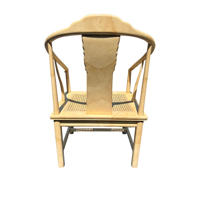 Vintage Henredon Asian Style Faux Goatskin Laquer Dining Chairs 6 For Sale - Image 11 of 14