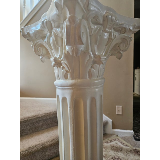 Antique White Corinthian Ionic Column Pedestal Stand For Sale - Image 8 of 8