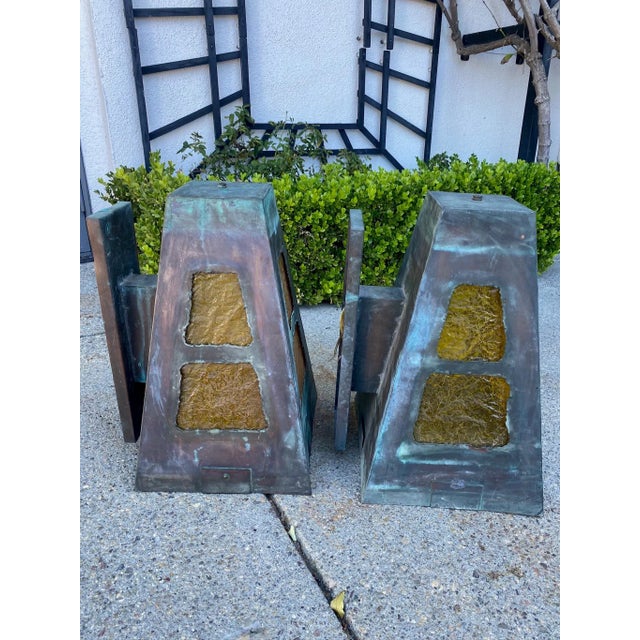 Brutalist Pair of Vintage Studio of Lighting Copper Brutalist Sconces For Sale - Image 3 of 7