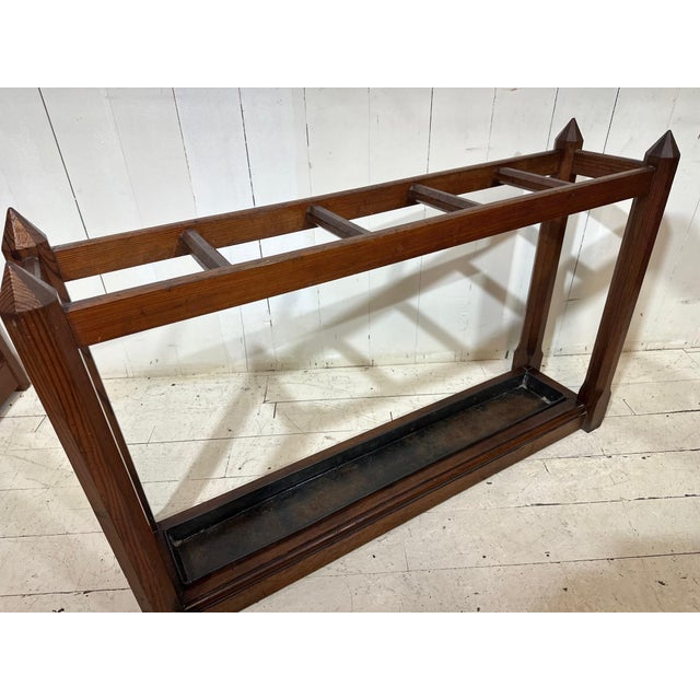 Victorian Gothic Revival Pitch Pine Umbrella Stand, 1880 For Sale - Image 10 of 16