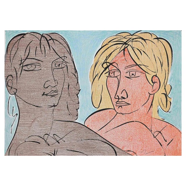 Tono Zancanaro, Paolo and Francesca, Original Lithograph, 1981 For Sale