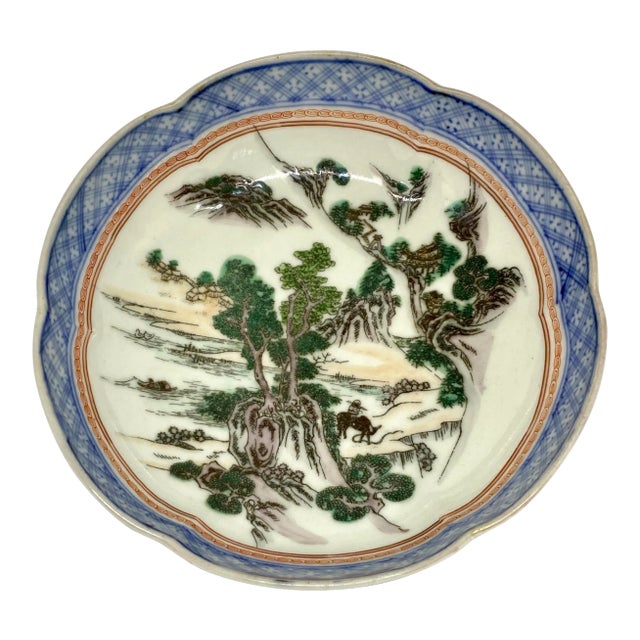Japanese Meiji Period Scenic Decorated Porcelain Bowl For Sale