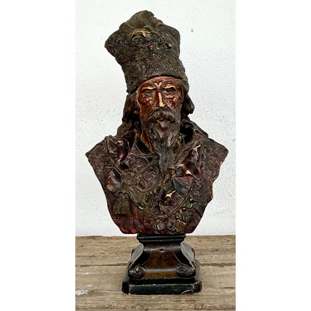 Vintage Patinated Bust of Man For Sale - Image 10 of 12