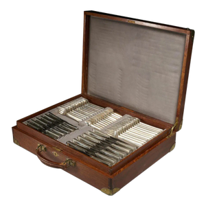 Georg Jensen “Pyramid” Sterling Silver Flatware Set by Harald Nielsen — 119 Pieces, Art Deco, Denmark