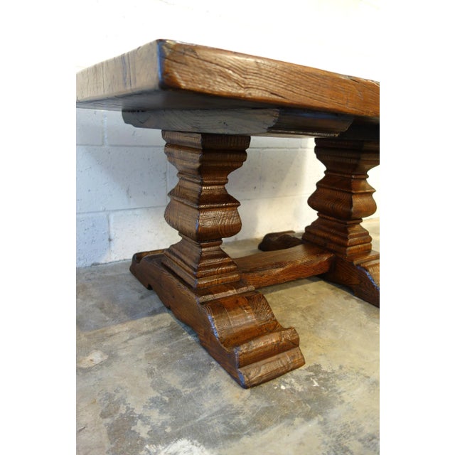 Contemporary 17th Century Style Rustic Italian 2 Pedestal Old Chestnut Table Line - in Stock For Sale In San Diego - Image 6 of 12
