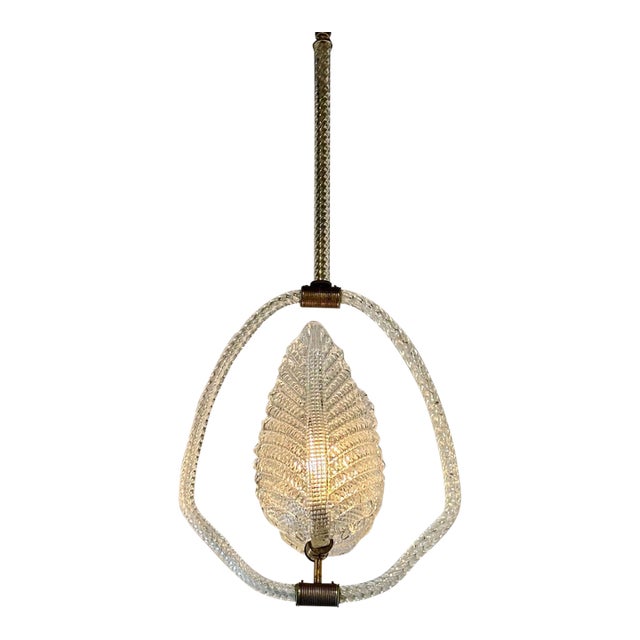 Vintage Italian Barovier Style Glass Pendant For Sale