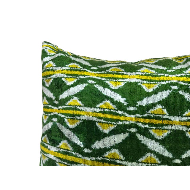 Green Velvet Silk Cushion Cover with Bohemian Design, 2000s For Sale - Image 8 of 11