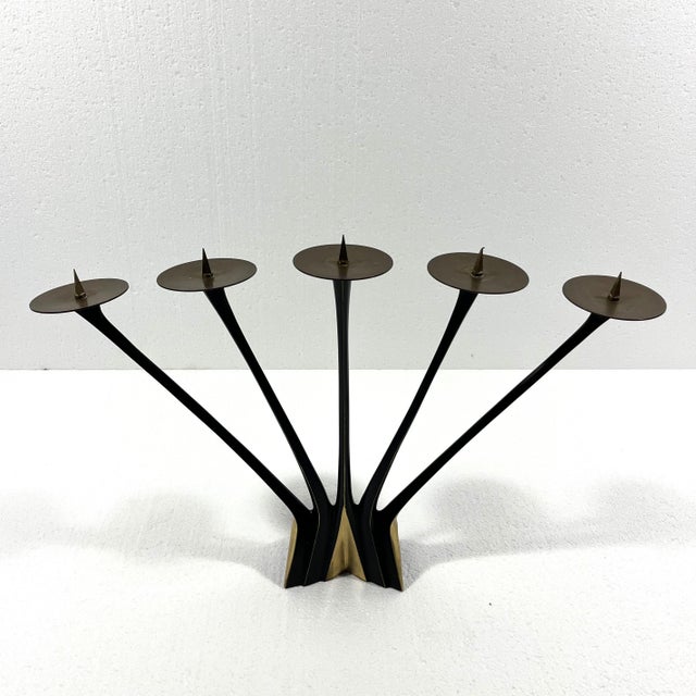 Large candleholder by Klaus Ullrich for Faber & Schumacher, Germany. Black & gold coloured brass stand, brass candle...