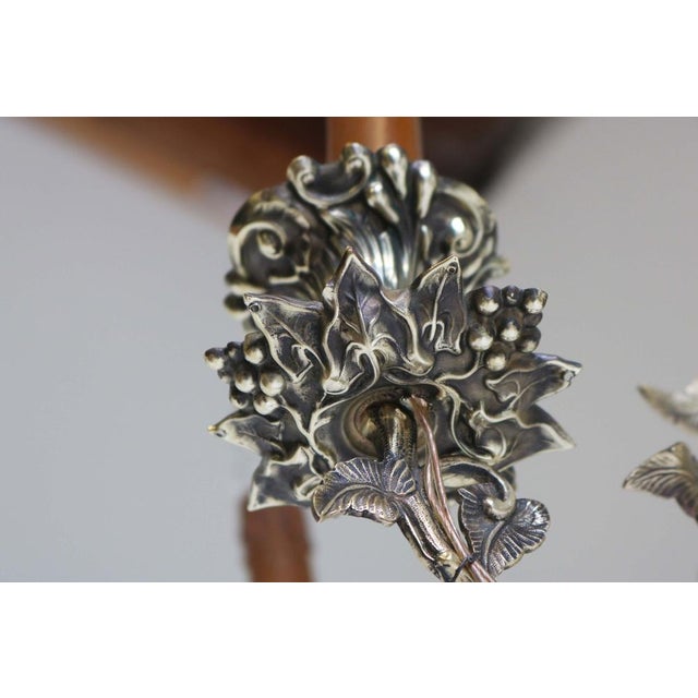 Late 19th Century French Art Nouveau Hammered Brass Chandelier, 1890s For Sale - Image 5 of 18