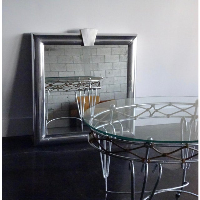 Metal Vintage 1970s Mirror in Bullnose Aluminum Frame For Sale - Image 7 of 13