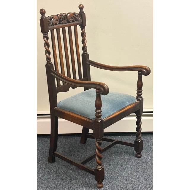 1910s Early 20th Century Barley Twist Carved Dining Chairs - Set of 4 For Sale - Image 5 of 12