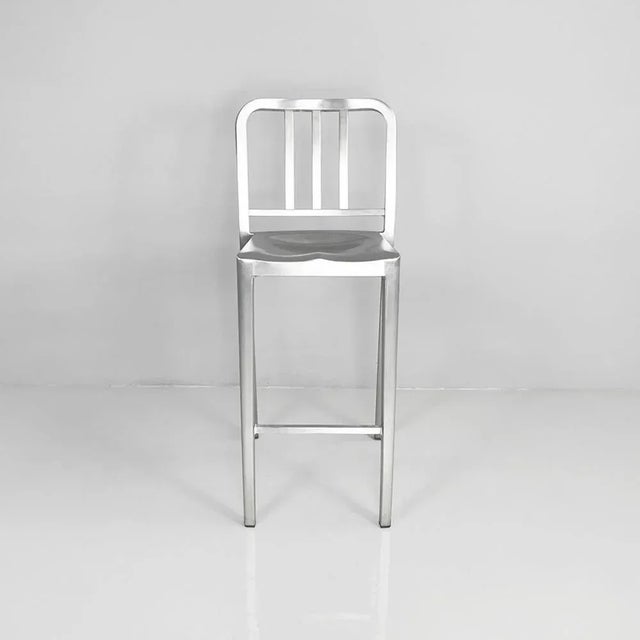 American post modern aluminum stool Hudson by Philippe Starck for Emeco, 2000s Stool model Hudson made entirely of hand-...
